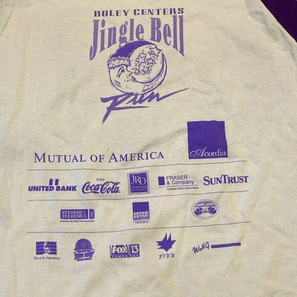 Vintage '99 Jingle Bell Run Raglan Soffe Tshirt Boley Center St Petersburg FL - Picture 7 of 10